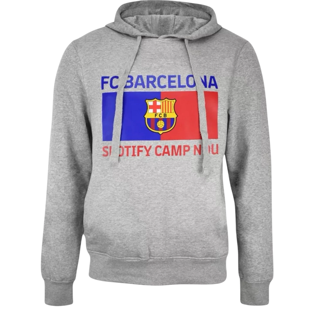 BARCELONA felnőtt kapucnis pulóver Camp Nou szürke