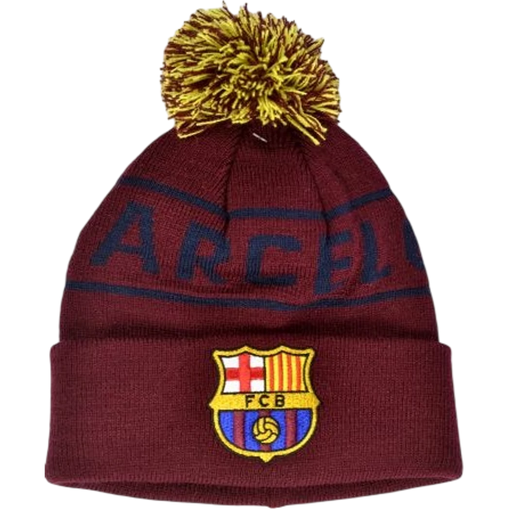 BARCELONA kötött téli visszahajtható pomponos sapka