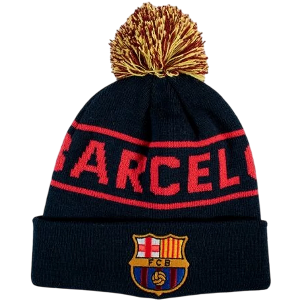 BARCELONA kötött téli visszahajtható pomponos sapka