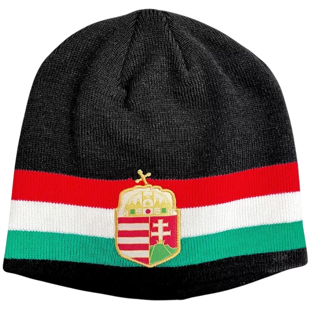 MAGYARORSZÁG  gyerek kötött sapka fekete trikolor címeres