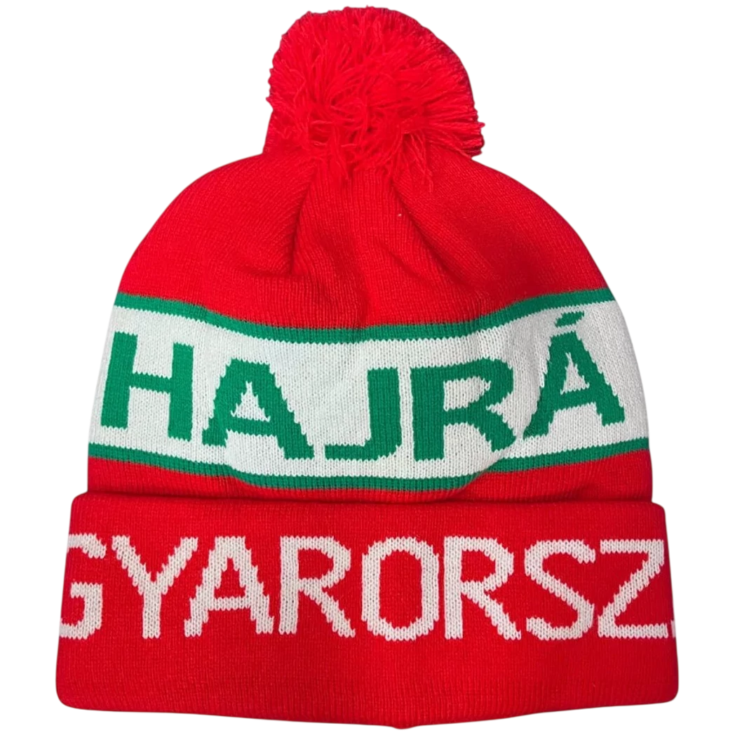MAGYARORSZÁG felnőtt sapka kötött visszahajtós pompom