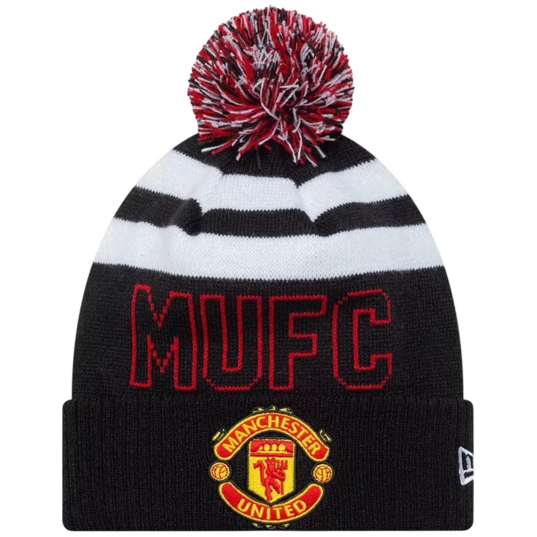 MANCHESTER UNITED csíkos bojtos kötött sapka New Era 