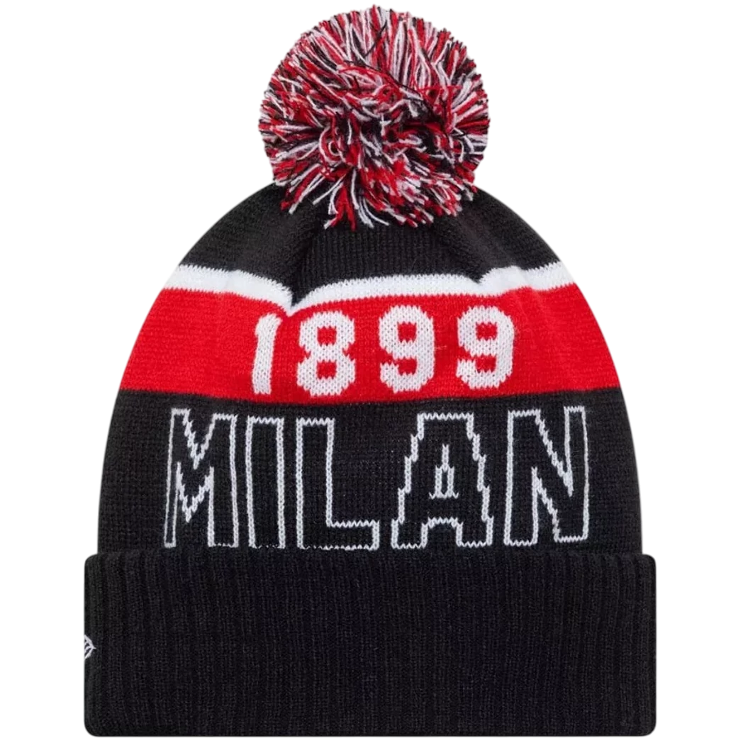 Kép 3/3 - AC MILAN felnőtt kötött sapka New Era bojtos csíkos