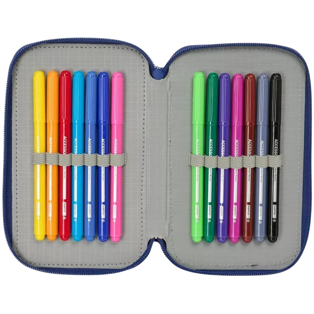 Kép 3/5 - Barcelona teli tolltartó tripla 37 db-os kék