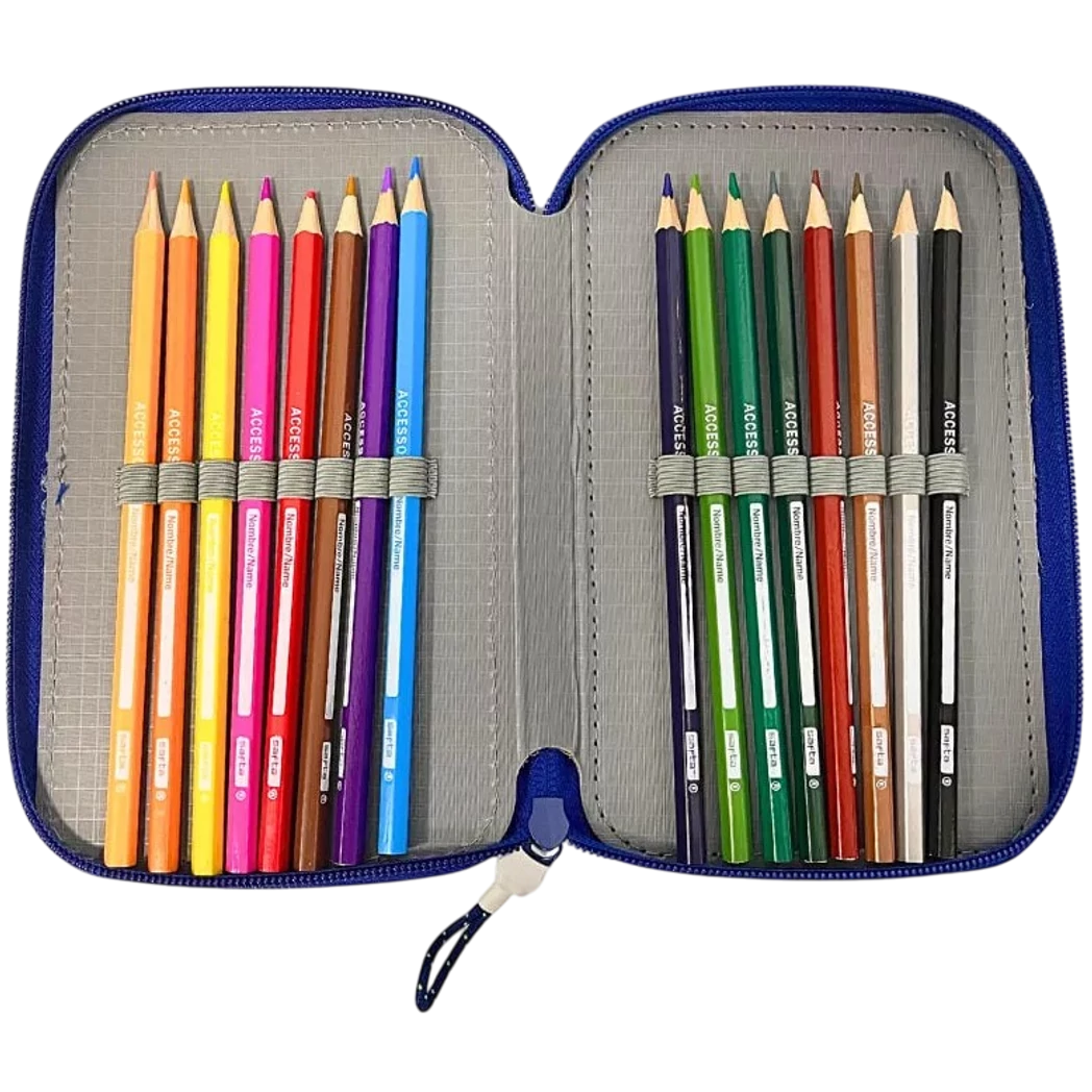 Kép 4/5 - Barcelona teli tolltartó tripla 37 db-os kék