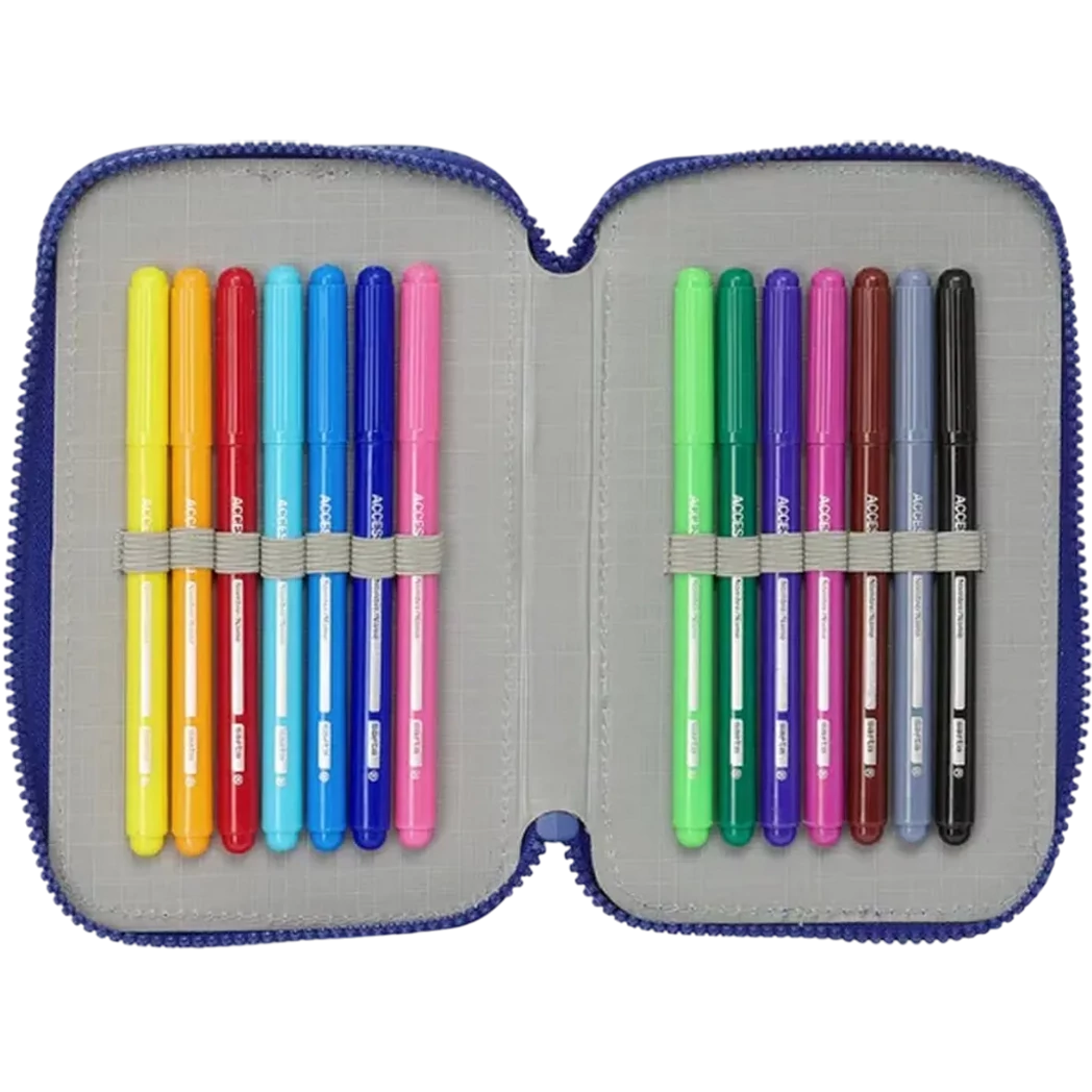 Kép 4/5 - BARCELONA teli dupla tolltartó 28 db-os csíkos