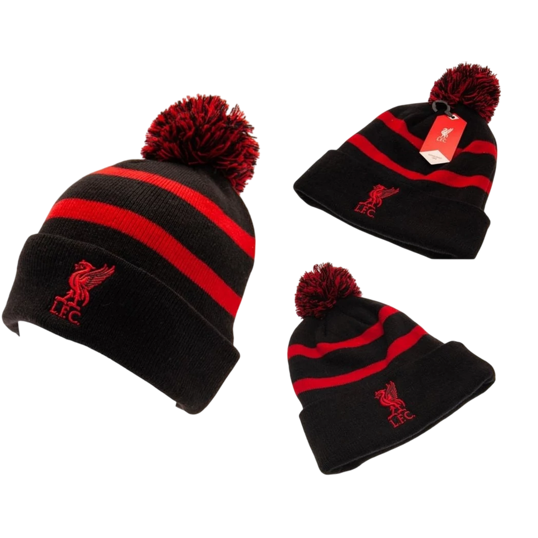 Kép 3/3 - LIVERPOOL felnőtt kötött sapka piros-fekete bojtos