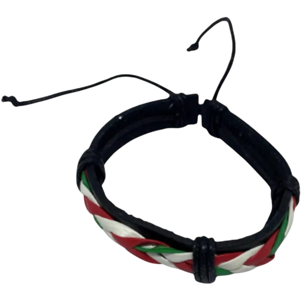 Kép 4/4 - MAGYARORSZÁG fonott bőr karkötő trikolor