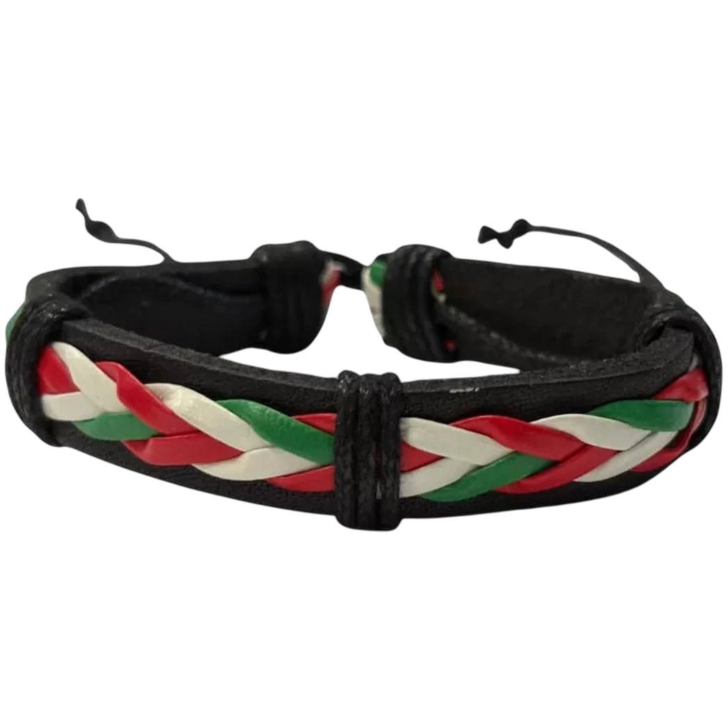 Kép 1/4 - MAGYARORSZÁG fonott bőr karkötő trikolor