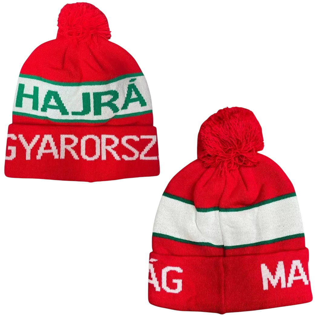 Kép 4/4 - MAGYARORSZÁG felnőtt sapka kötött visszahajtós pompom