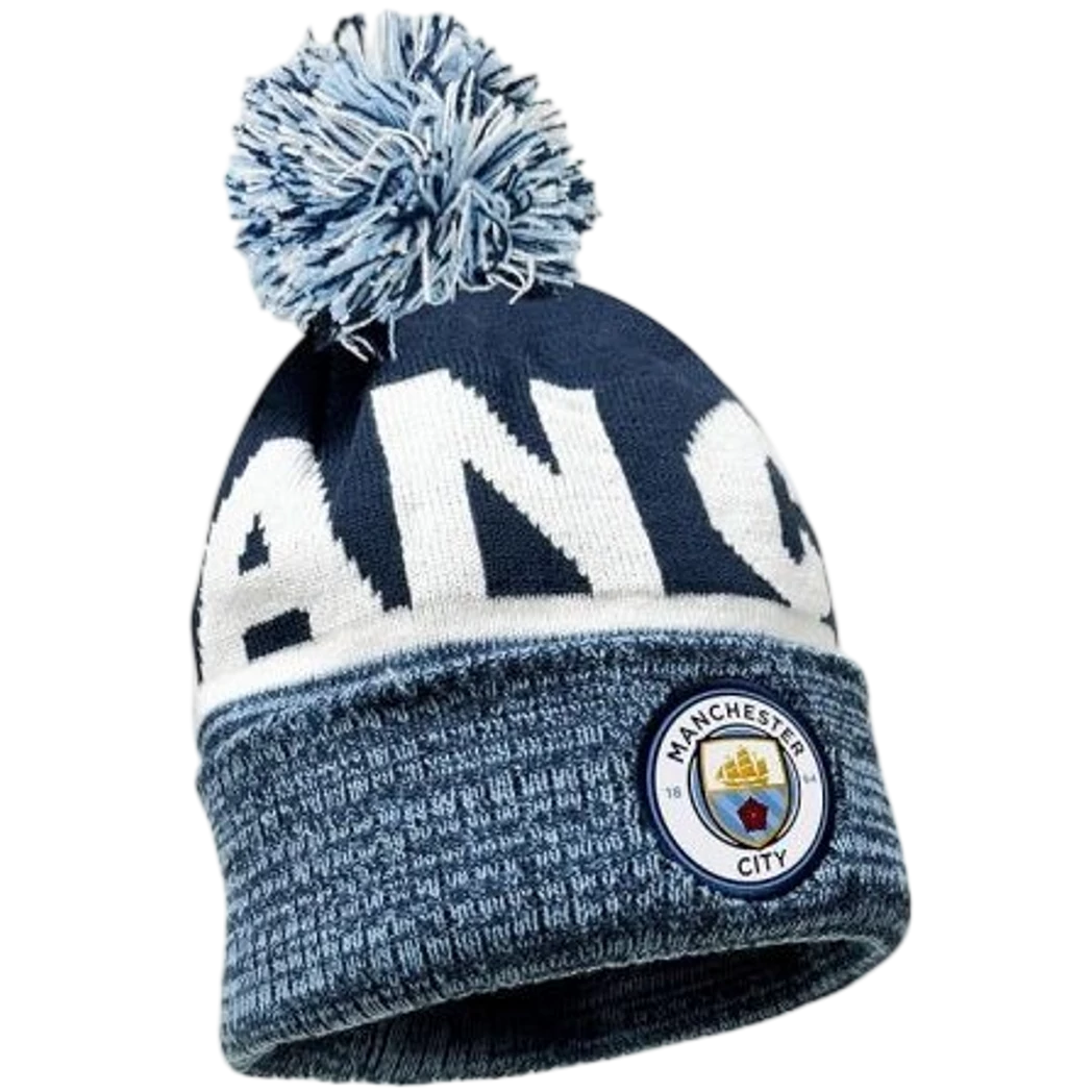 Kép 2/2 - MANCHESTER CITY kötött téli sapka pomponos