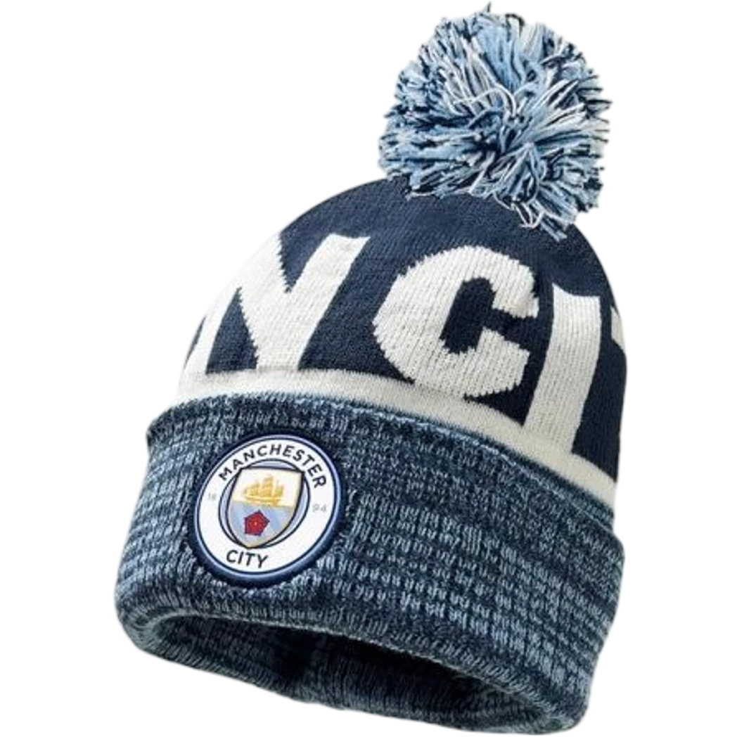 Kép 1/2 - MANCHESTER CITY kötött téli sapka pomponos